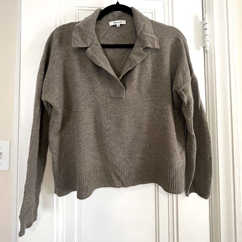 Merino wool blend polo style sweater